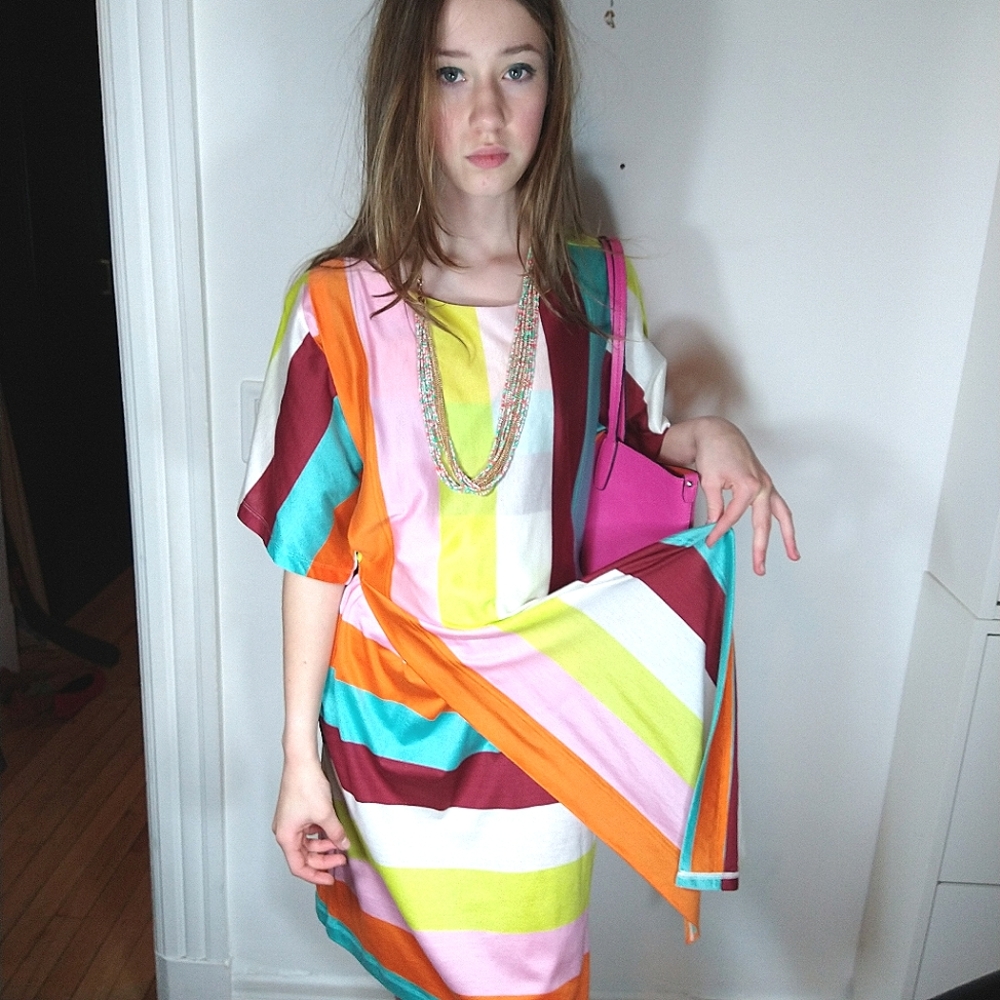 Casual Tsumori Chisato kimono Tunic / midi dress multi-colored with stripes